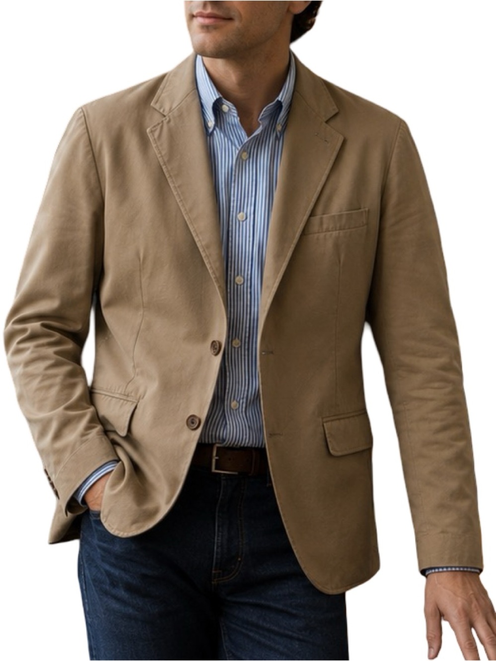 GAP Khaki Cotton Blazer Medium Casual Preppy Old Money Mens Jacket